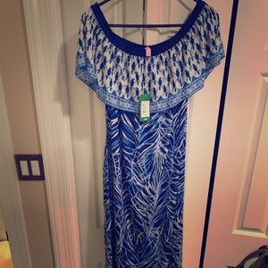 Lily Pulitzer off the shoulder maxi dress